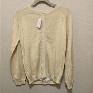 Cream Knit Cardigan Sweater with Relaxed Fit